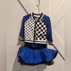 Weissman blue black and white dance costume size IC 7/8